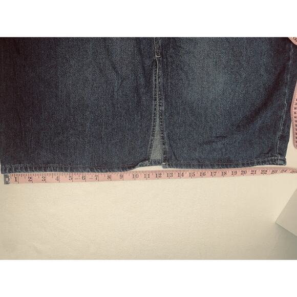 18W Terra And Sky Modest Denim Skirt Womens 5 Pocket Front Slit Jean Skirt 28" - Picture 9 of 12
